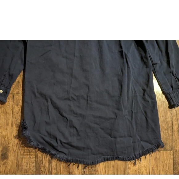 NEW Zilcremo Womens Navy SHIRT DRESS Lrg Solid Blue Collared Button Long Sleeve - Picture 15 of 15